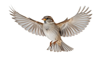 Obraz premium Sparrow Flying on Transparent Background – Isolated Illustration