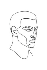 Minimalist single line drawing a man's profile facing right with short hair face