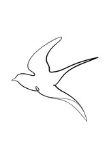 Minimalist Single line drawing continuous line art a bird in flight flying animal