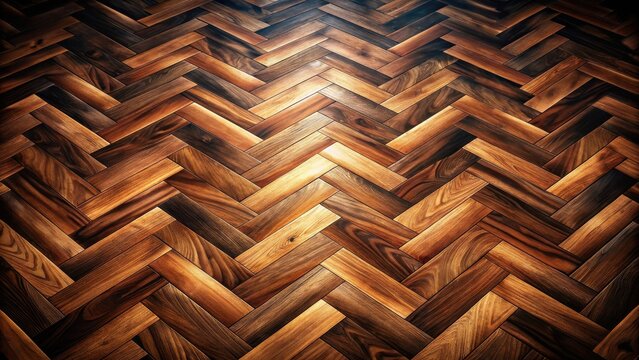 Richly hued herringbone hardwood floor, showcasing a sophisticated parquet pattern with warm brown and dark tones, ideal for interior design inspiration