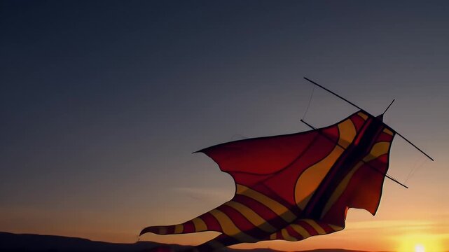 Skyward: Capturing a kite soaring through the air against a stunning sunset, this shot evokes a sense of freedom and serenity in the golden hour.