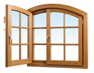 Open arched wooden window. (1)