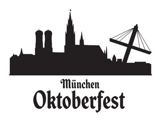 Naklejka premium Skyline München Oktoberfest. Vector black silhouette. with white background