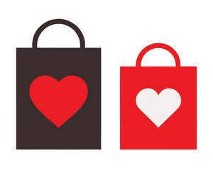 Shopping Bags with Hearts Icons