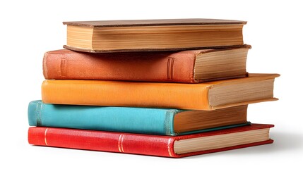 Fototapeta premium A stack of colorful books, representing the beauty of learning, knowledge and culture. The books are old and have different colors