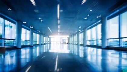Fototapeta premium abstract blurred office corridor with bokeh lights a modern interior background for business medical or corporate presentation concepts