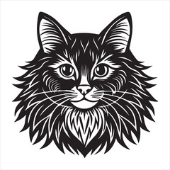 A Powerful Norwegian Forest Cat, a Wild and Agile Feline in Action, Leaping and Climbing a Snowy Tree in a Cold Winter Forest