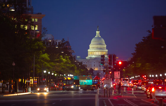 washington dc Capitol hill at night in usa