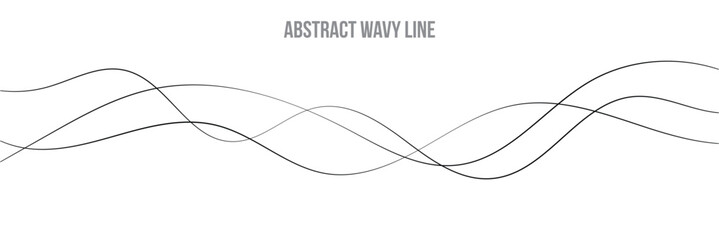 Abstract grey wave lines on transparent background. Technology, data science, geometric border pattern. Isolated on white background. Vector illustration in eps 10.