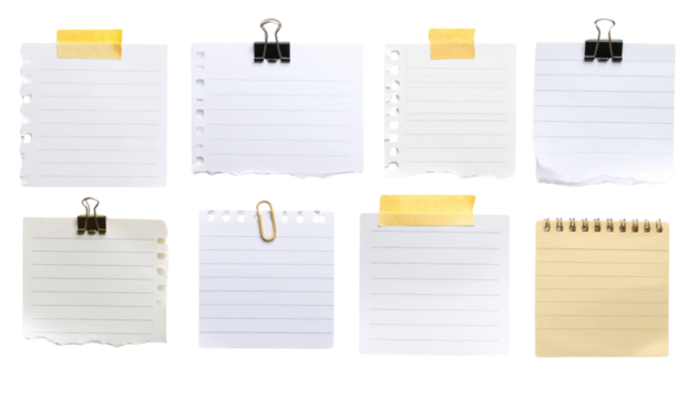 PNG Assorted torn paper notes on transparent background