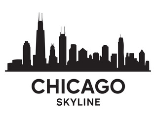 Fototapeta premium Chicago Skyline Vector. Vector black silhouette. with white background