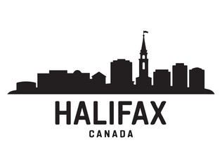 Fototapeta premium Halifax skyline silhouette. Landscape Halifax, Canada. Vector illustration. Vector black silhouette. with white background