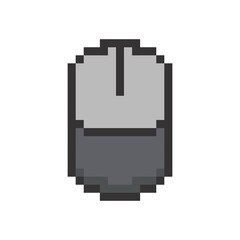 Computer mouse illustration with pixel design. Isolated icon on white background