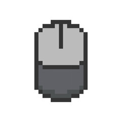 Computer mouse illustration with pixel design. Isolated vector icon on white background