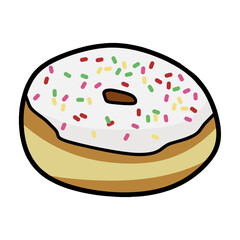 colored white donut vector with colorful sprinkles