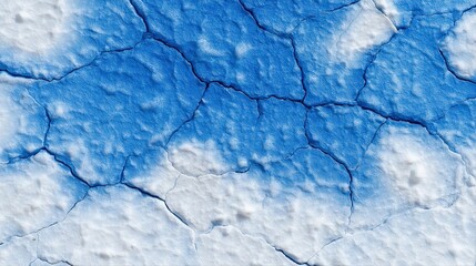 Cracked blue and white textured surface with abstract patterns