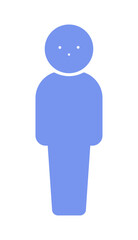 立っている1人の人の青いアイコン･ピクトグラム - 男女や大人･子どもの区別なく使えるデフォルメ体型