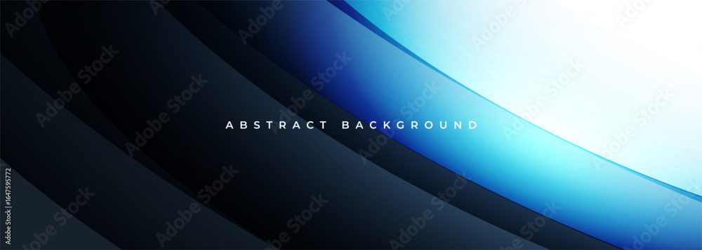 Canvas Prints modern abstract dark blue wide banner with curved lines. minimal abstract vector background