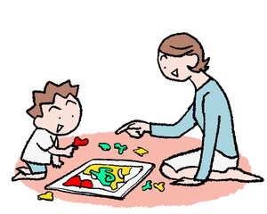 親子で遊ぶパズル時間