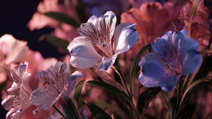 the beauty of blooming flowers and the light of the sun in the afternoon