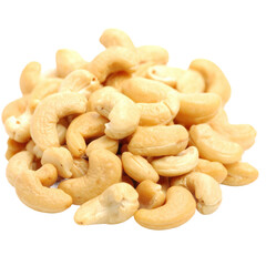 Fototapeta premium A pile of whole, shelled cashew nuts, displaying their smooth, curved shapes and pale beige color