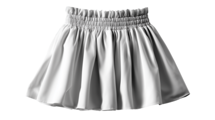 Flared white skirt with elastic waistband on a plain background  