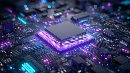 Obraz premium CHIP AI ULTRA-DETTAGLIATO CON ILLUMINAZIONE DIGITALE