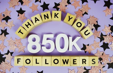 Thank You 850000, 850K Followers congratulation and celebration social media subscribers and followers