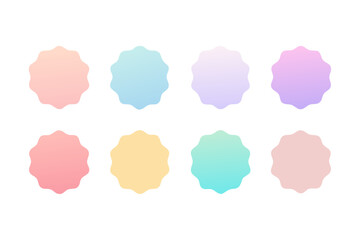 Pastel colored rosette shapes arranged in a grid pattern on a white isolated background image view