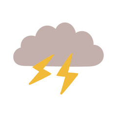 落雷のかわいいシンプルなイラストアイコン