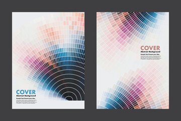 Vector abstract background with curved mosaic grid patterns and vibrant gradient tones, perfect for modern covers, posters, and digital designs with a sense of loop and infinite motion.