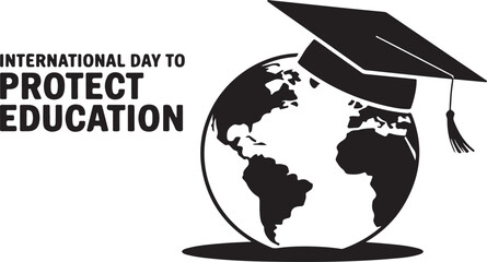 International Day to Protect Education Vector with Globe and Graduation Cap Design