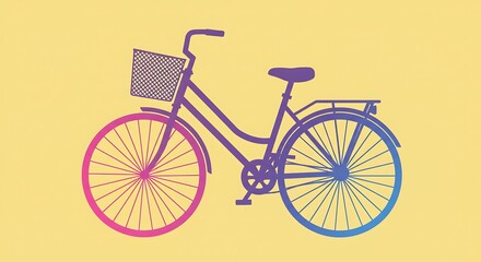 Fototapeta premium Vector bike illustration with basket and gradient colors on clean background