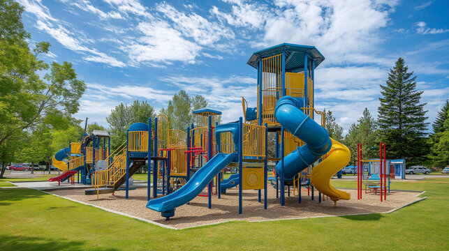 colorful outdoor playground in the afternoon