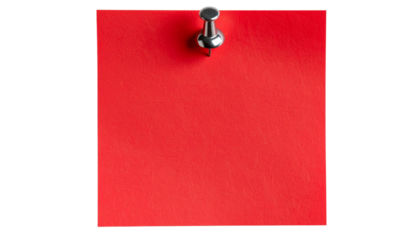 Red Sticky Note with red Pushpin Isolated on Transparent Background. Red sticky post it note with red pushpin isolated on white or transparent background. PNG