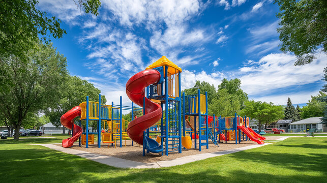 colorful outdoor playground in the afternoon
