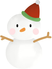 cute snowman wearing red hat with watercolor style clipart