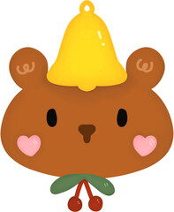 cute bear with yellow bell hat for christmas concept