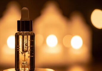Bottle of face serum with essential oil and dropper