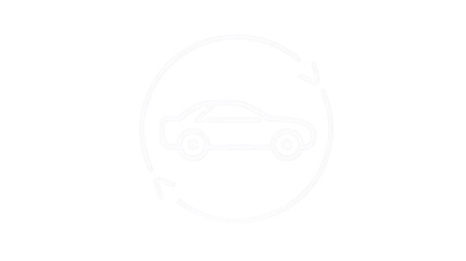 Fototapeta premium Car recycle icon white line with arrow transparent background