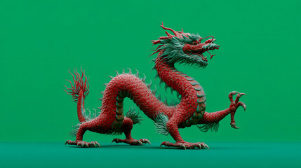Fototapeta premium Chinese dragon on green screen background