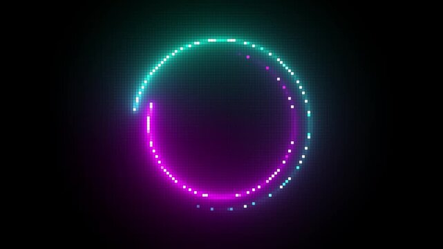 Abstract blue color glowing neon circle frame icon animation. Futuristic neon light effect. ,Neon round frame, loading, empty space concept animation. 4K