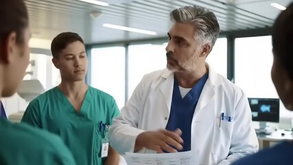 Doctor leads medical team meeting. (4) - Powered by Adobe