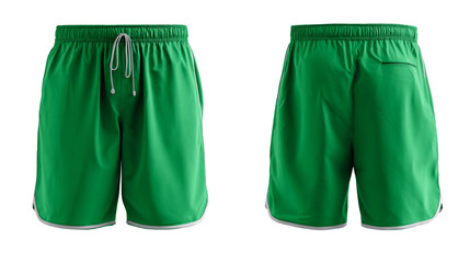 Green shorts 3d model front and back transparent background
