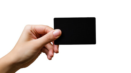 Hand grab black card isolated on transparent background