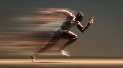 Male high speed running with motion blurred