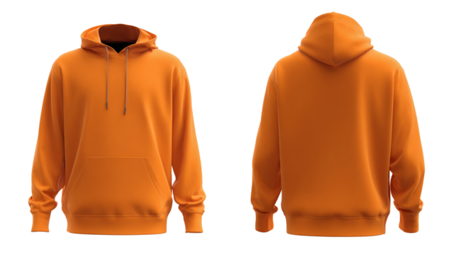 Orange hoodie for men 3d model front and back