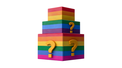 Stack of rainbow blind box with question mark