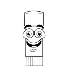 Glue stick  with a big smile clip art hand drawn black and white