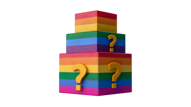 Stack of rainbow blind box with question mark